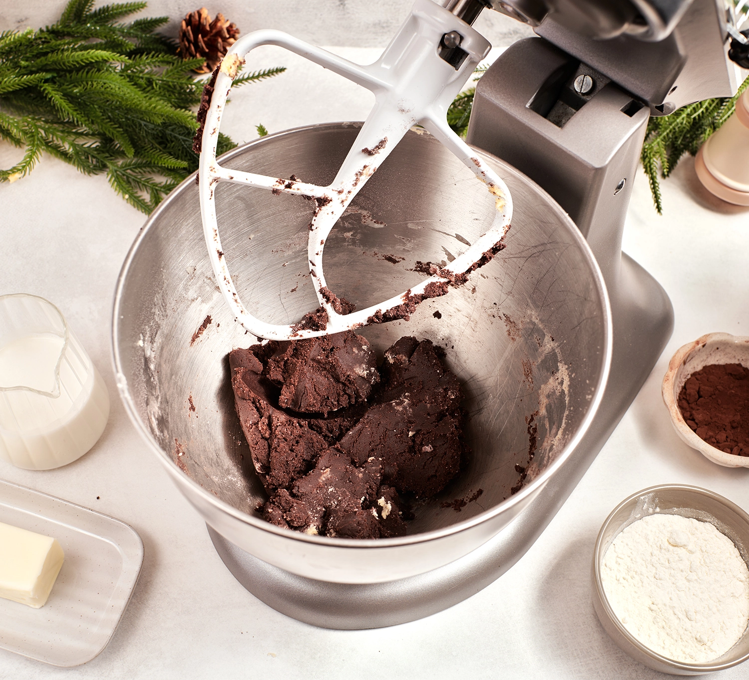 Chocolate cookie dough divided into two parts