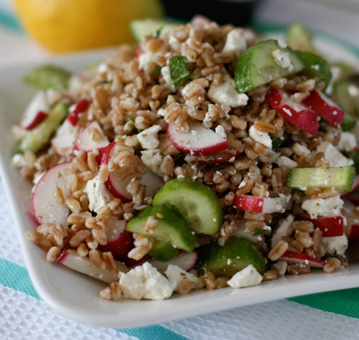Garden Farro Salad with Feta Cheese