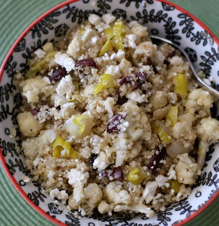 Greek Grilled Cauliflower and Vidalia Onion Quinoa Salad