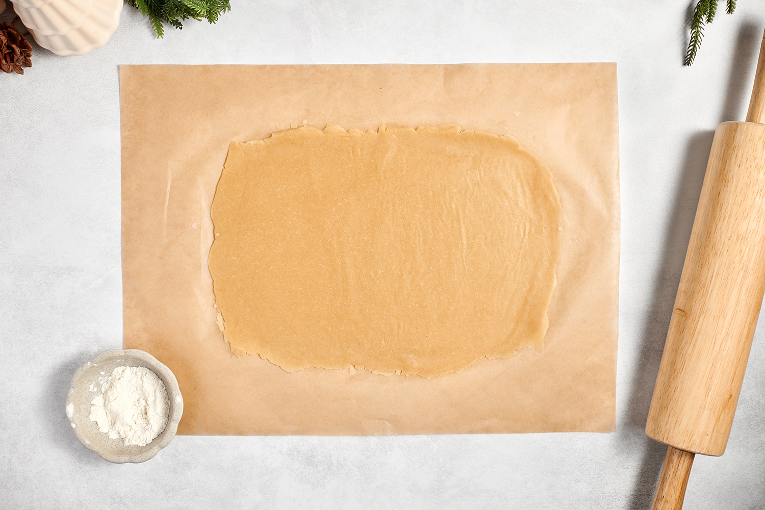 Vanilla-flavored dough rolled into a flat rectangle