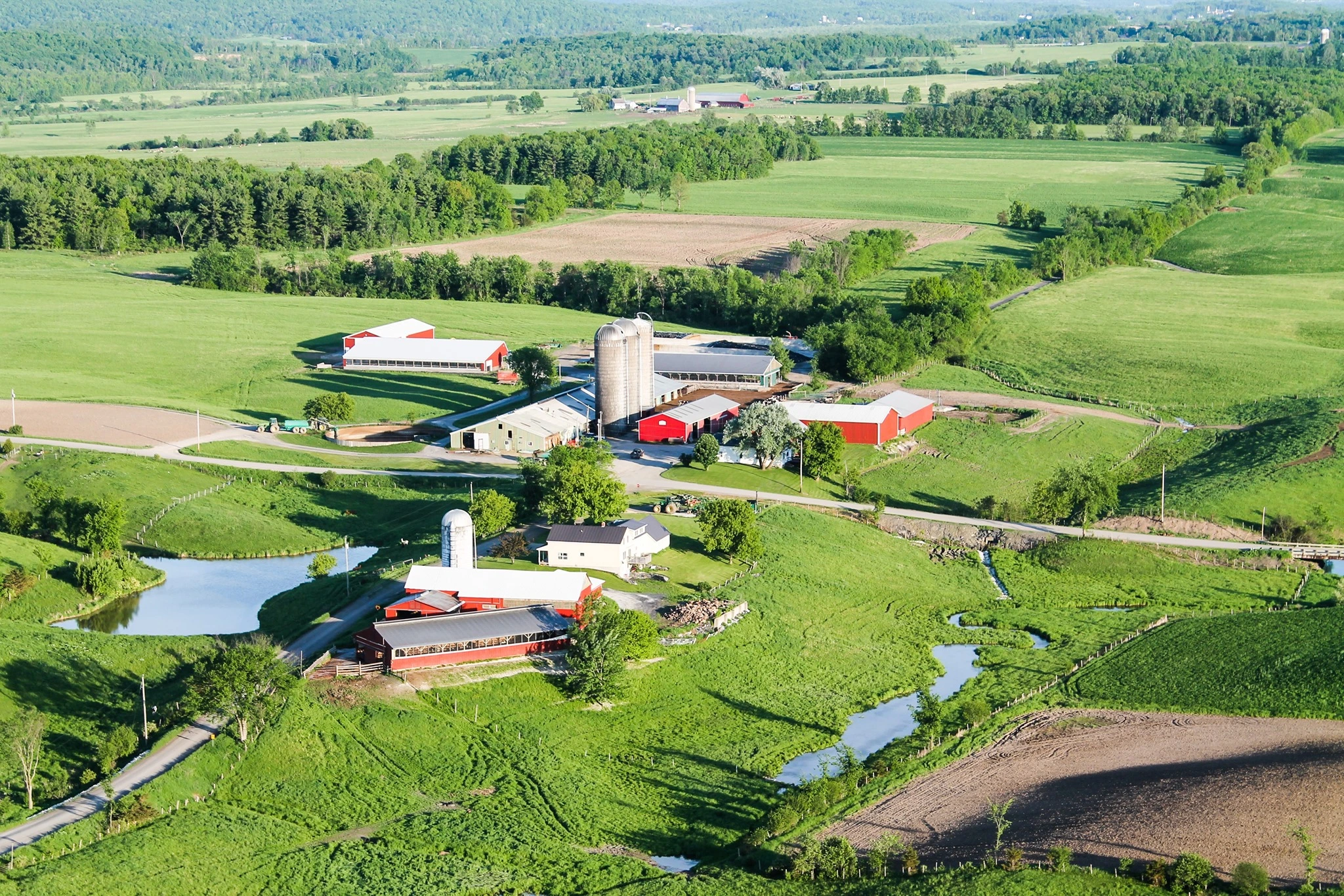 Aerial view of Sunderland dairy farm in Vermont